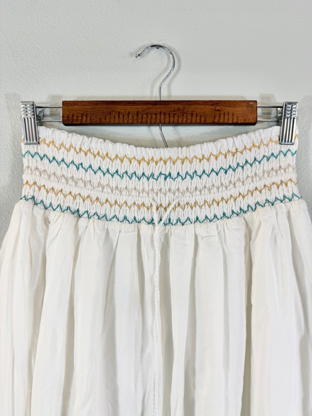 Forgotten Grace Maxi Skirt Size M White Cotton Embroidered Boho Tassel Summer - Picture 2 of 9